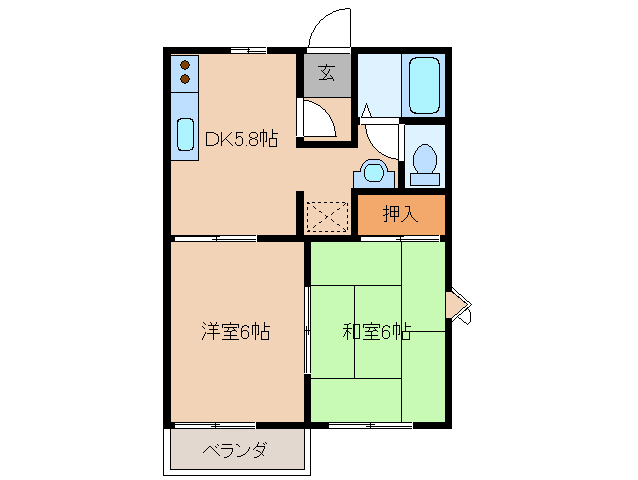 鳥羽市大明西町のアパートの間取り