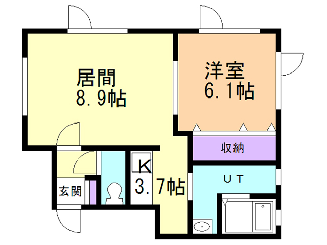 函館市駒場町のアパートの間取り