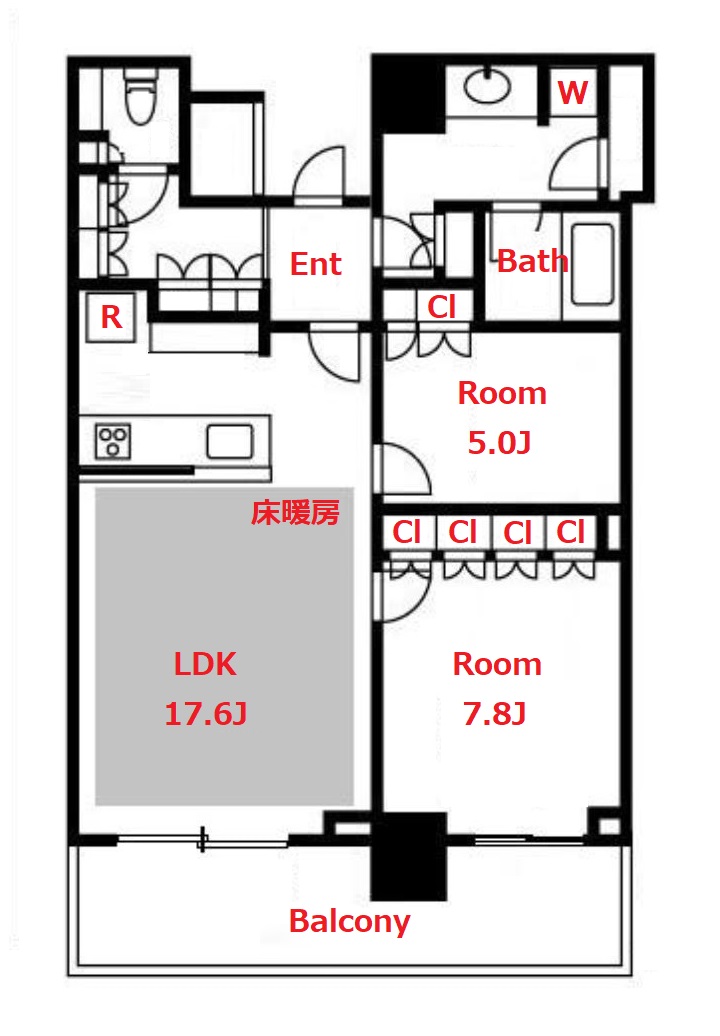 横浜市中区北仲通のマンションの間取り