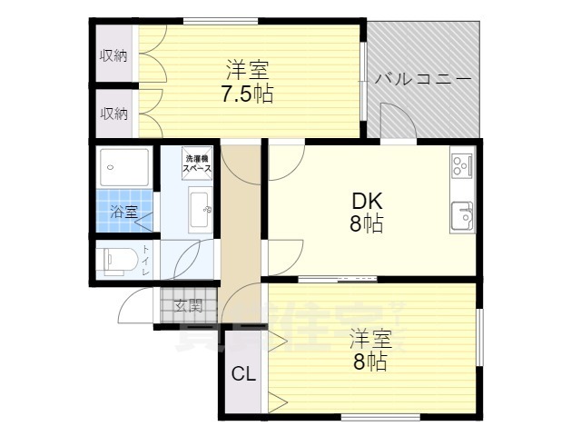 伊丹市北野のマンションの間取り