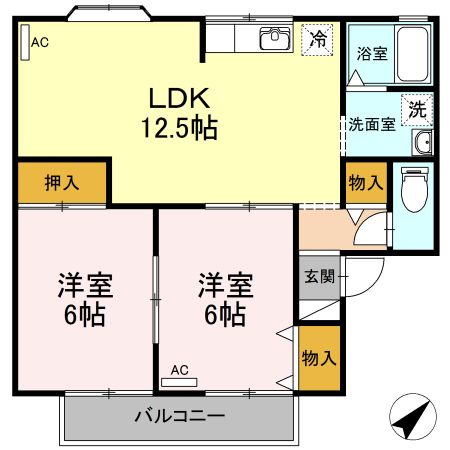 静岡市駿河区中島のアパートの間取り