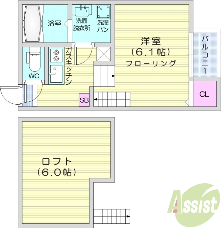 【仙台市青葉区葉山町のアパートの間取り】