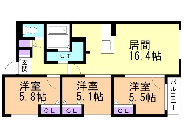 札幌市中央区南十六条西のマンションの間取り