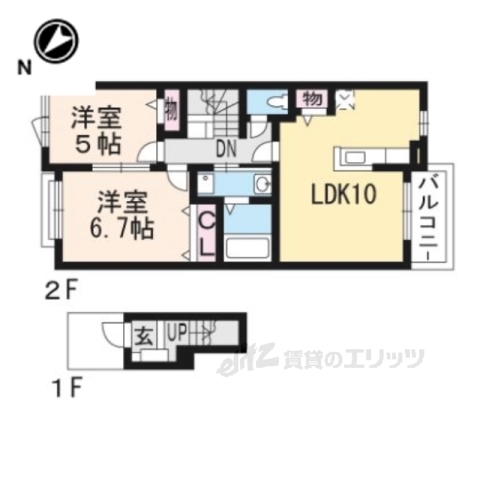 京都市左京区岩倉中在地町のアパートの間取り