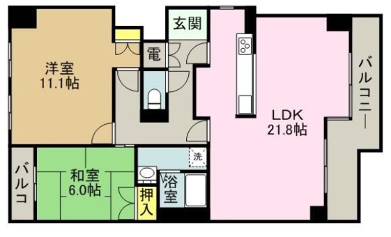 神戸市中央区港島中町のマンションの間取り