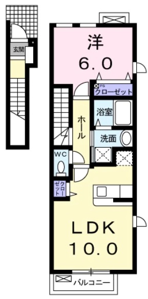 小松島市神田瀬町のアパートの間取り