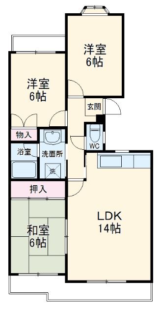 豊橋市西小鷹野のマンションの間取り