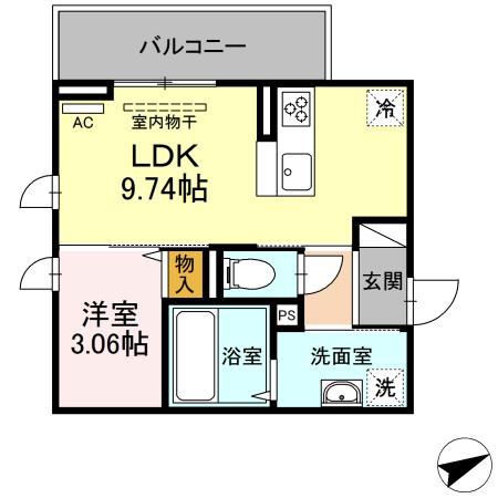 熊本市南区日吉のアパートの間取り