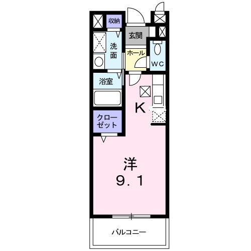 八王子市七国のアパートの間取り