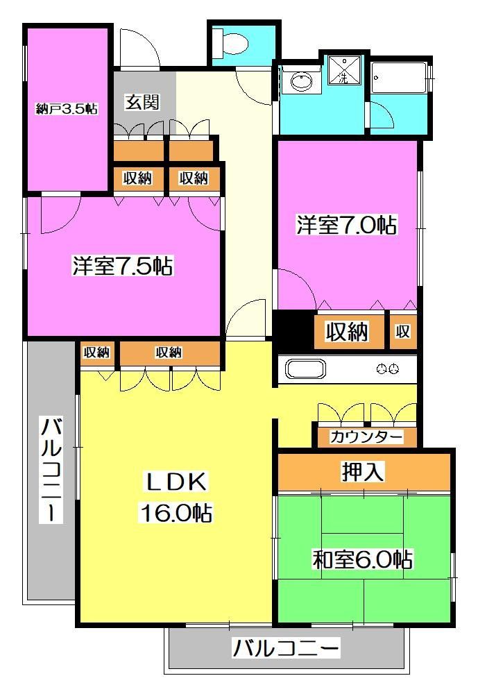 所沢市松葉町のマンションの間取り