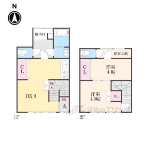 京都市左京区岩倉西河原町のアパートの間取り