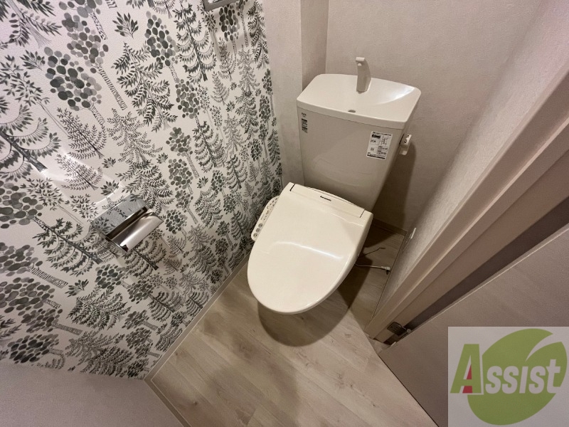 トイレ　トイレです。お洒落なクロスが使われていました！