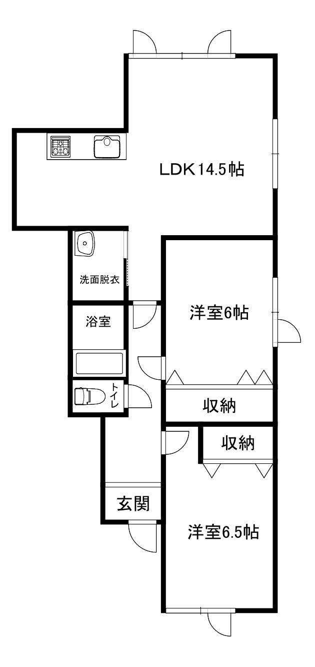 旭川市神居7条11丁目2LDKアパートの間取り写真