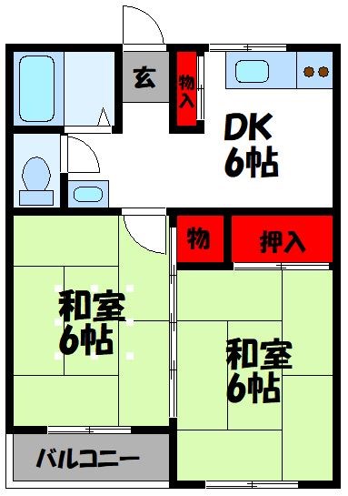 宗像市田熊のアパートの間取り