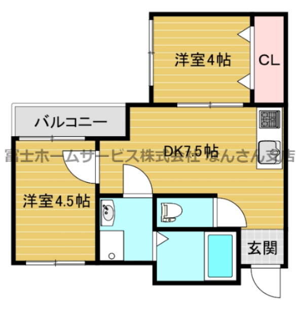 大阪市中央区島之内のマンションの間取り