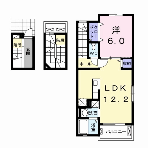 北群馬郡吉岡町大字大久保のアパートの間取り