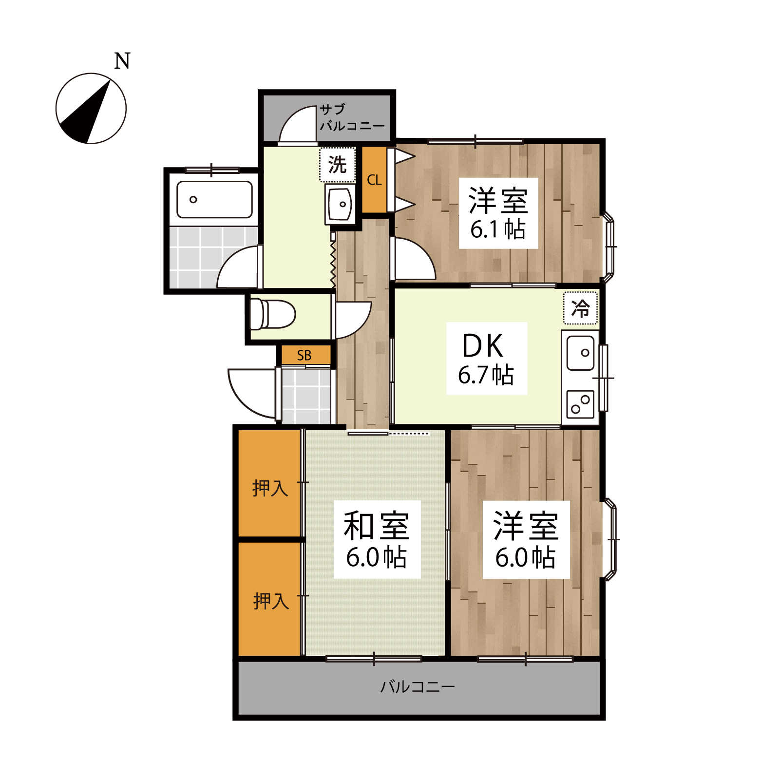 熊本市中央区新屋敷1丁目の間取り