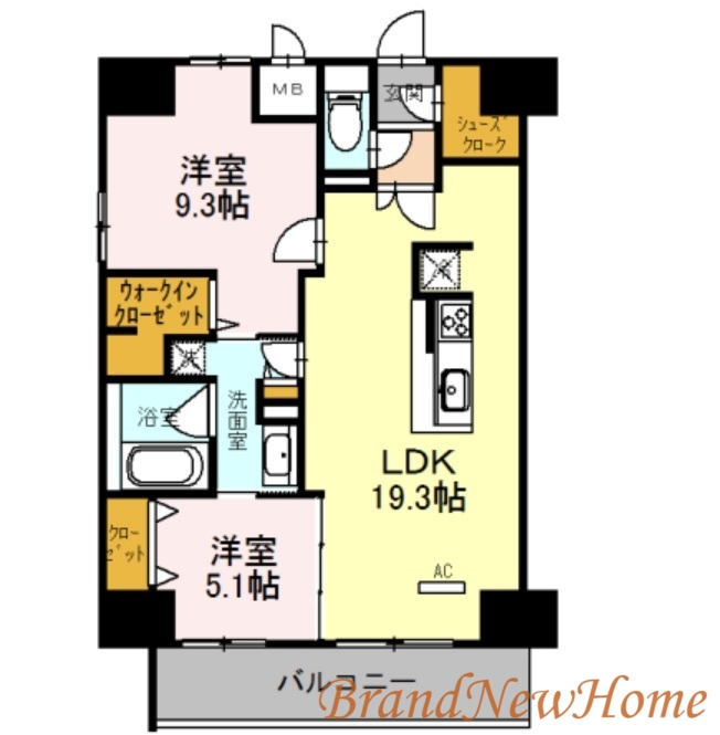 堺市堺区北花田口町のマンションの間取り