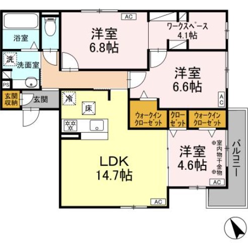 御殿場市東田中のアパートの間取り