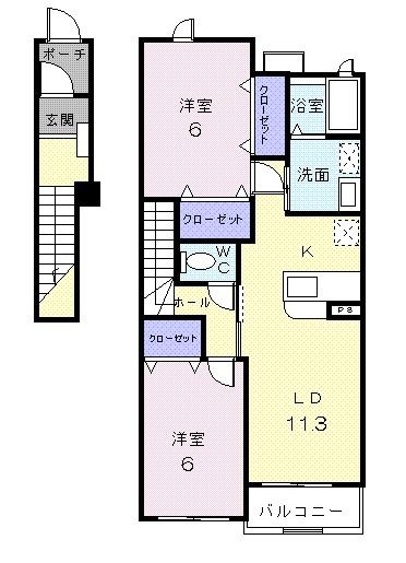 長生郡一宮町一宮のアパートの間取り