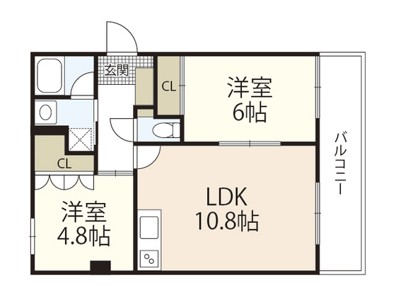 広島市中区江波二本松のマンションの間取り