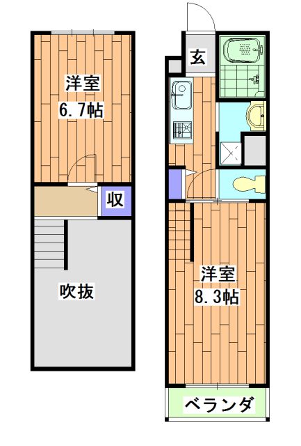 京都市中京区西ノ京北聖町のマンションの間取り