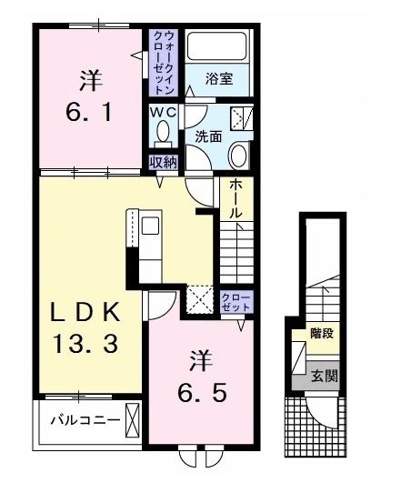 館山市那古のアパートの間取り