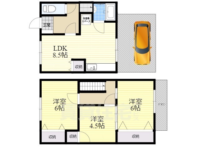 南花屋敷ガーデン1号棟の間取り