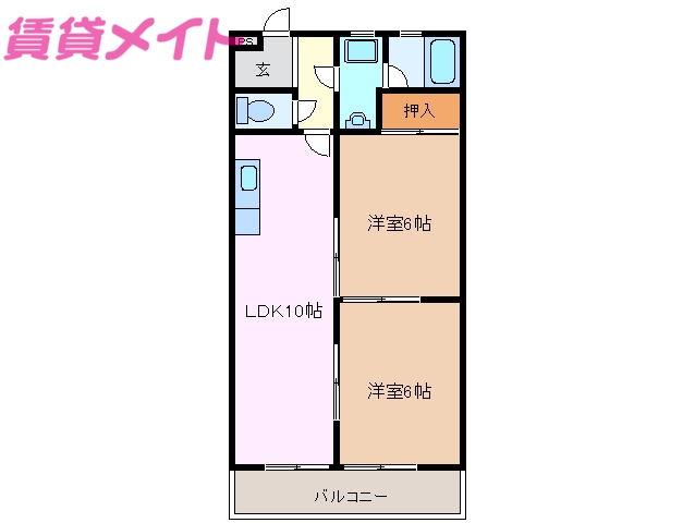 鈴鹿市長太旭町のアパートの間取り