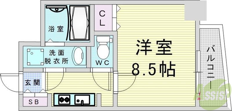 大阪市西淀川区姫里のマンションの間取り