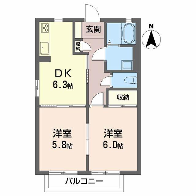 新居浜市久保田町のアパートの間取り