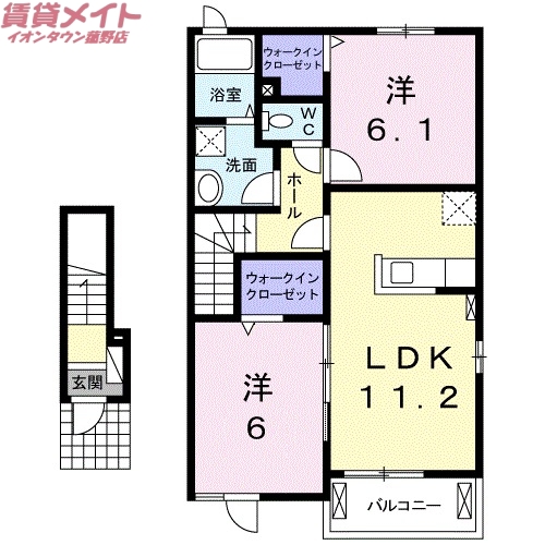 三重郡菰野町大字菰野のアパートの間取り