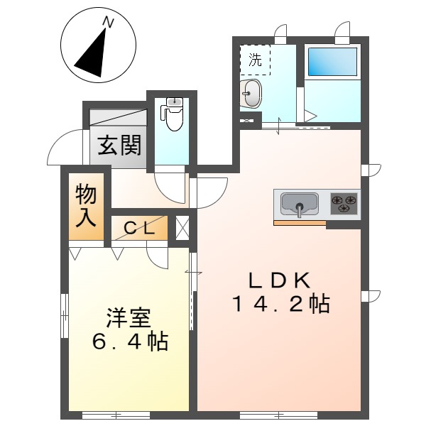 倉敷市児島味野のアパートの間取り