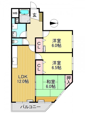 大阪市平野区長吉出戸のマンションの間取り