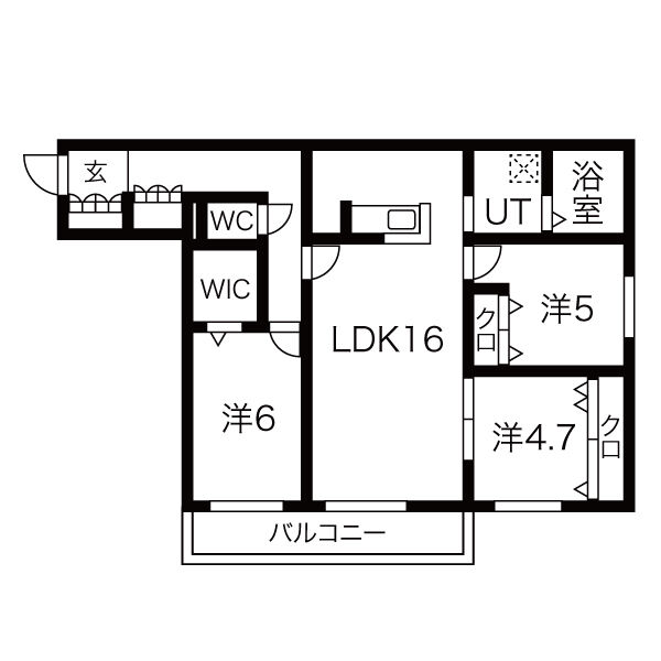 札幌市東区北二十七条東のマンションの間取り