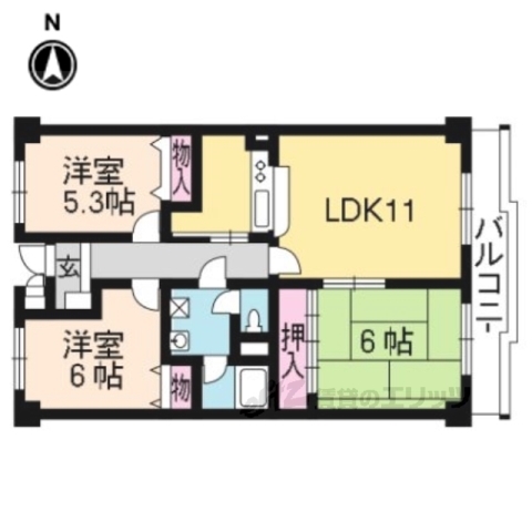 京都市山科区勧修寺東北出町のマンションの間取り