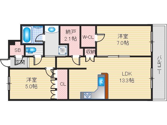 茨木市庄のマンションの間取り