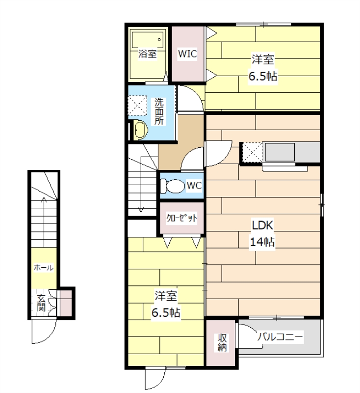 江別市牧場町のアパートの間取り