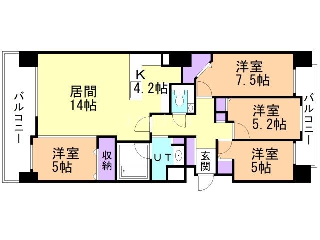 札幌市白石区菊水三条のマンションの間取り