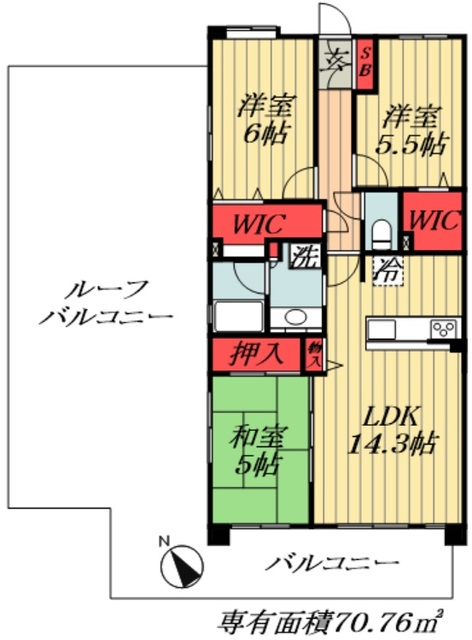 松戸市東松戸のマンションの間取り