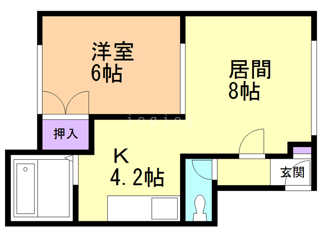 石狩郡当別町元町のアパートの間取り