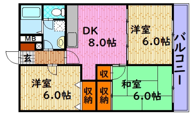 三次市十日市南のマンションの間取り