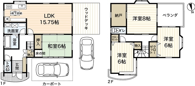 ＪＲ可部線 古市橋駅 徒歩6分 2階建 築22年の間取り写真