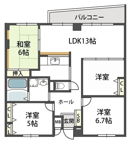 阪急宝塚線 蛍池駅 徒歩10分 5階建 築35年の間取り写真