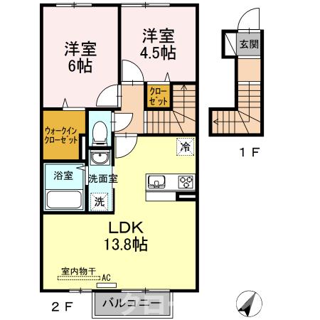ＪＲ予讃線 宇多津駅 徒歩61分 2階建 築10年の間取り写真