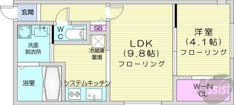 地下鉄東西線 宮の沢駅 徒歩5分 4階建 築1年の間取り写真
