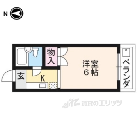 京都市左京区上高野車地町のマンションの間取り