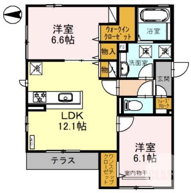 堺市堺区向陵西町のアパートの間取り