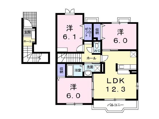 大竹市玖波のアパートの間取り