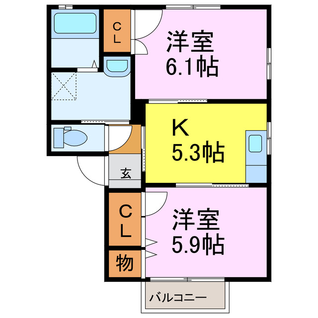 古河市駒羽根のアパートの間取り